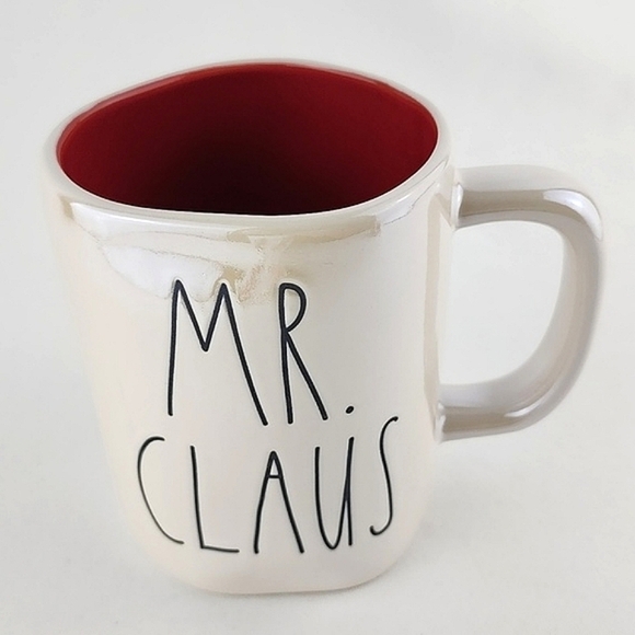 Rae Dunn Artisan White Irridescent Mug  Large Letters MR. CLAUSE Red Interior - Picture 2 of 11